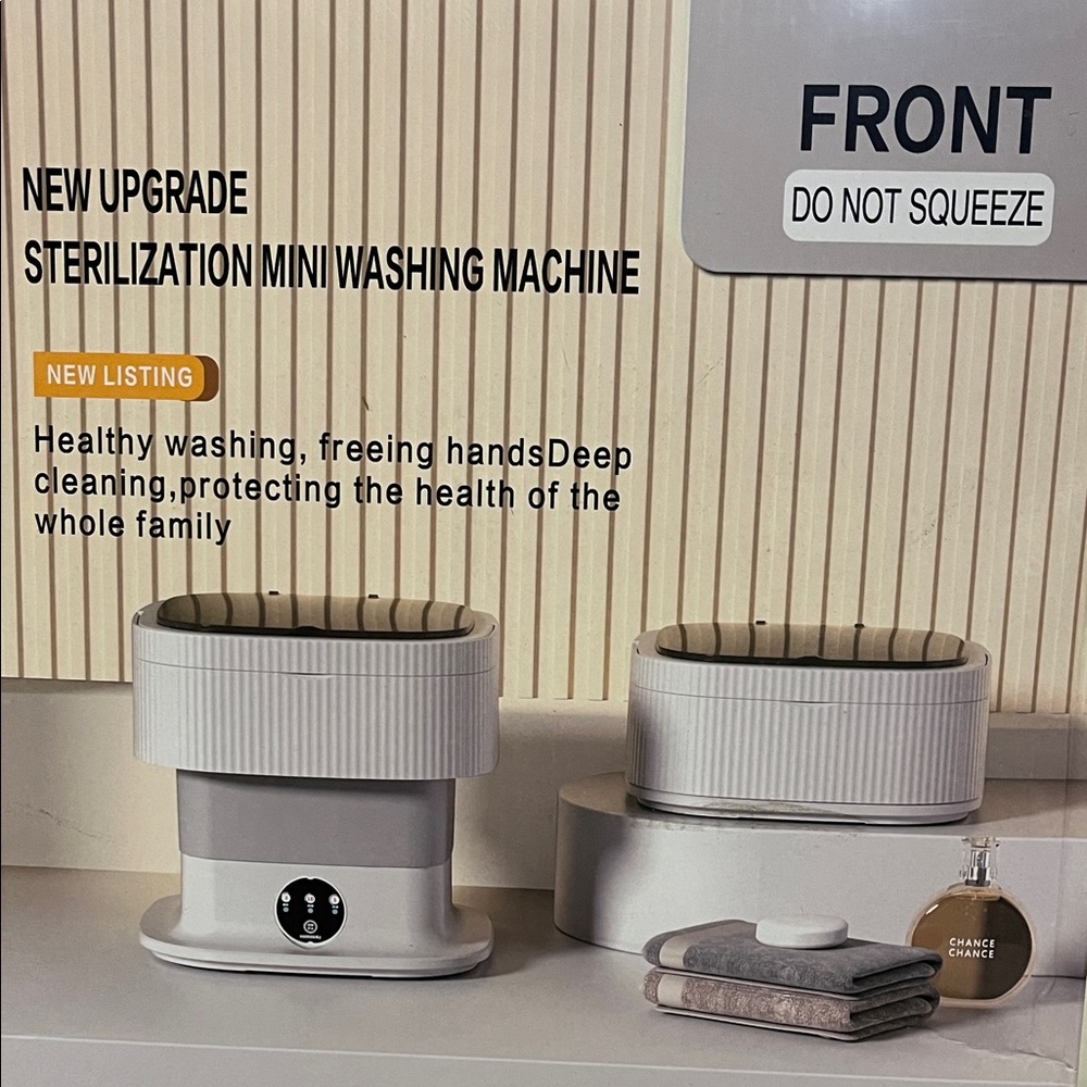 Compact Gray Mini Washing Machine